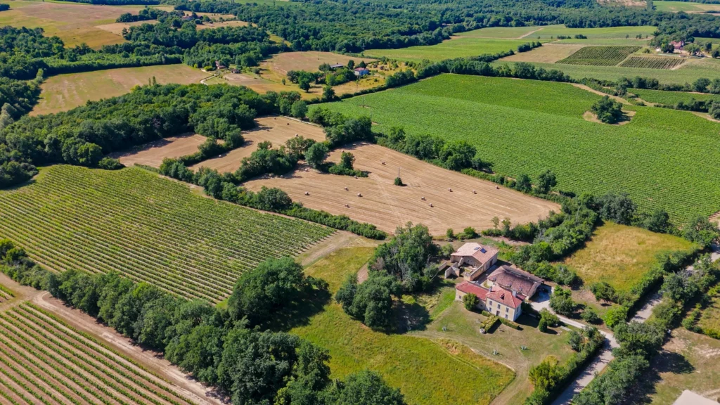 vue aérienne sur le vignoble du Domaine de l'Airial